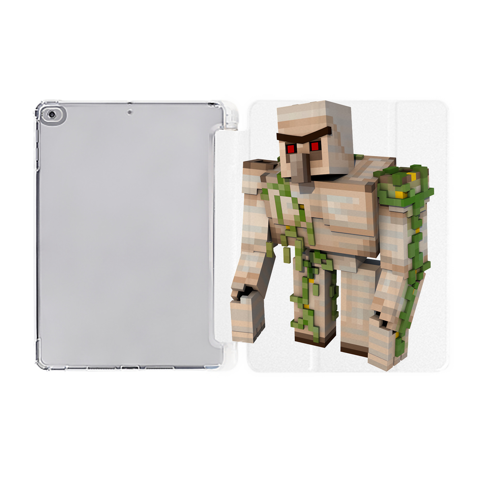 （画像用） マインクラフト ブロックの世界 Minecraft MC Block world IPad ケース ペン収納付き 三つ折りスタンド PUレザー×シリコン 対応機種9.5/10.5/10.9インチ